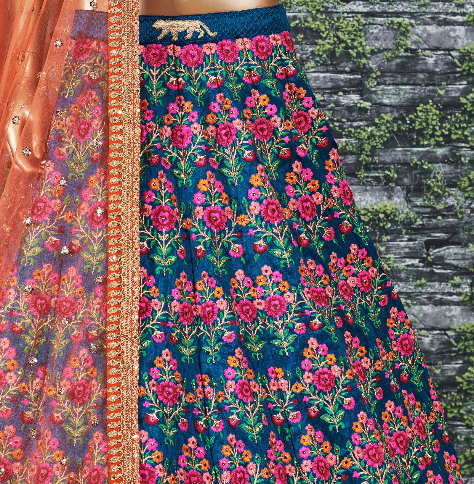 Sapphire Veil Mulbury Silk Bridal Lehenga Choli Set
