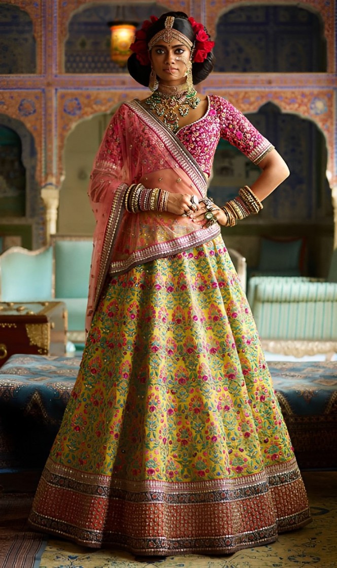 Golden Radiance Mulbury Silk Designer Lehenga Choli Set