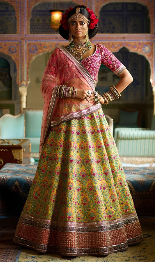 Golden Radiance Mulbury Silk Designer Lehenga Choli Set