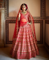 Crimson Heirloom Mulbury Silk Bridal Lehenga Choli