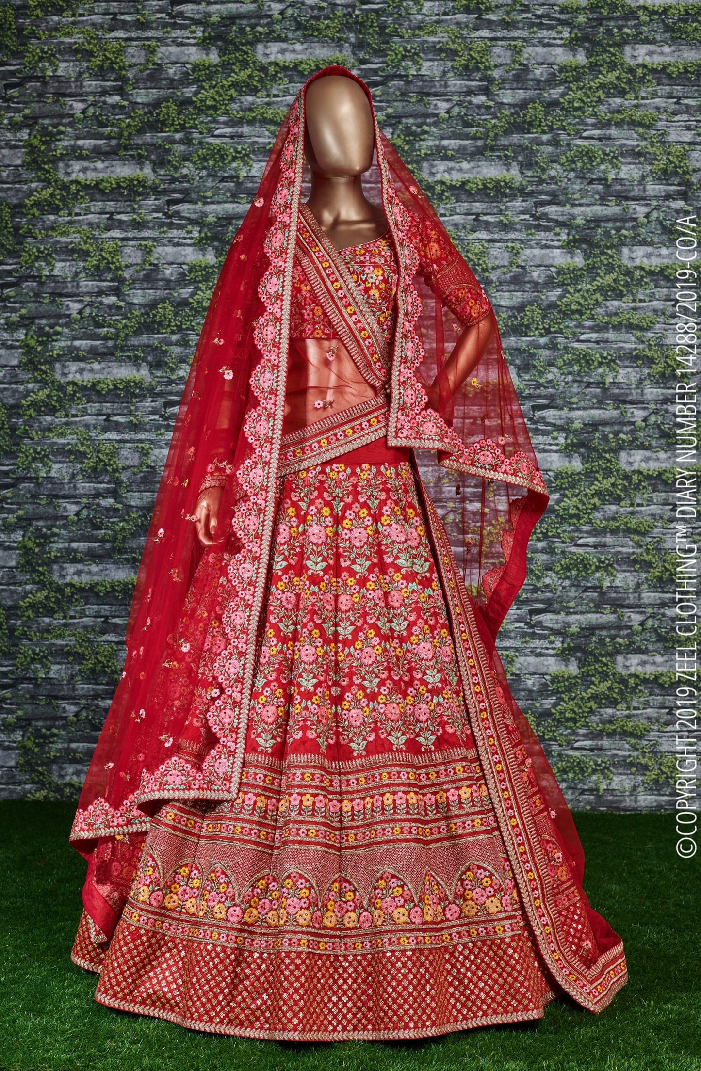 Crimson Heirloom Mulbury Silk Bridal Lehenga Choli
