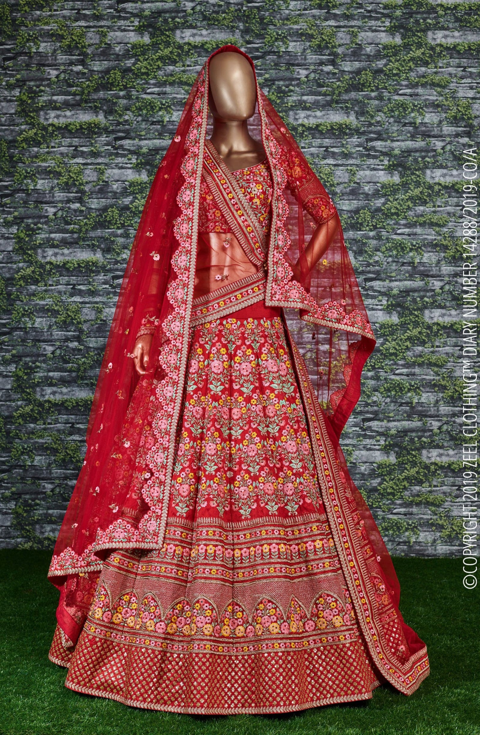 Crimson Heirloom Mulbury Silk Bridal Lehenga Choli