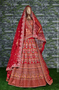Crimson Heirloom Mulbury Silk Bridal Lehenga Choli