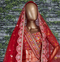 Crimson Heirloom Mulbury Silk Bridal Lehenga Choli