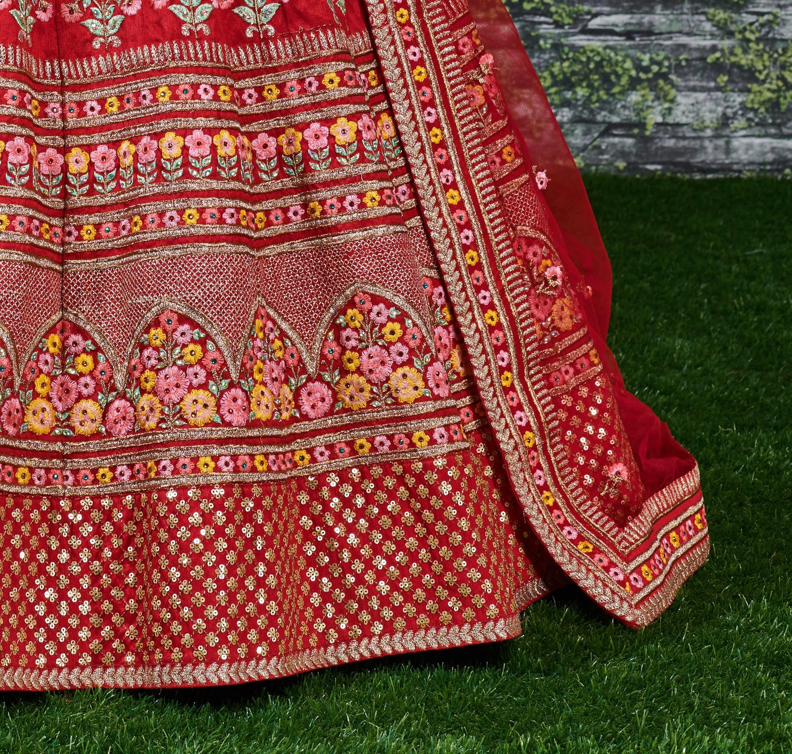 Crimson Heirloom Mulbury Silk Bridal Lehenga Choli