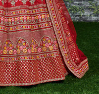 Crimson Heirloom Mulbury Silk Bridal Lehenga Choli