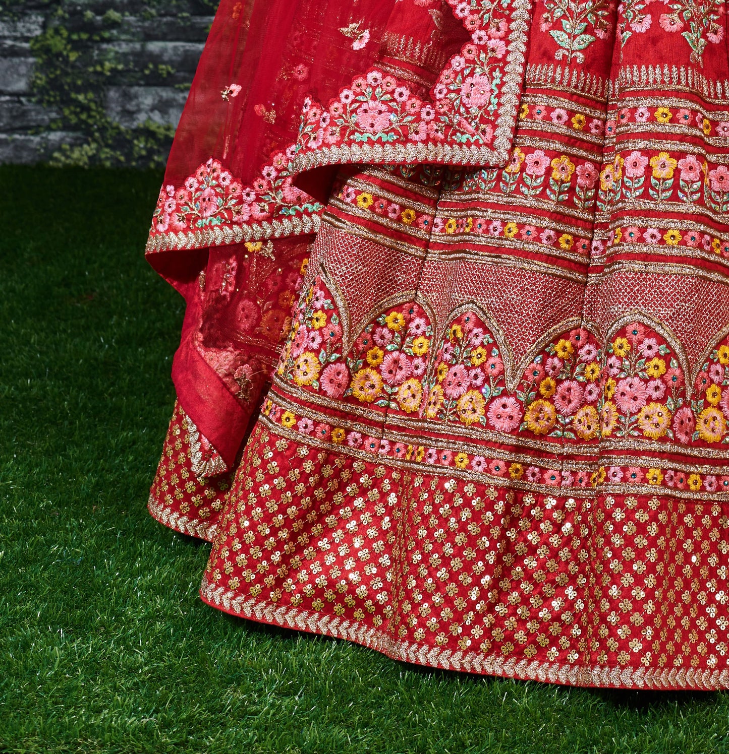 Crimson Heirloom Mulbury Silk Bridal Lehenga Choli