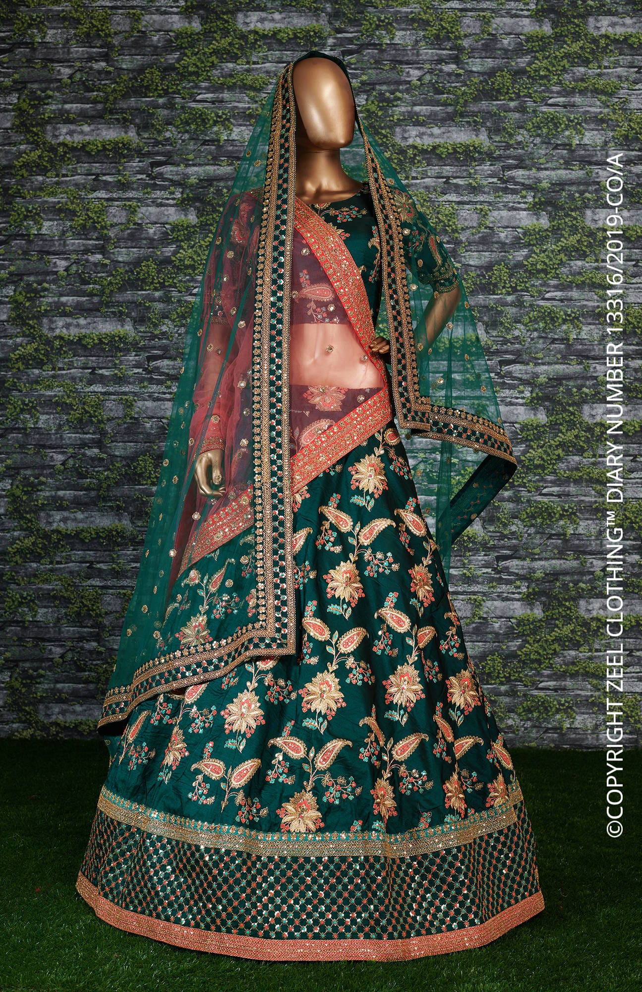 Emerald Vanya Taffeta Silk Bridal Lehenga Choli