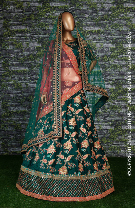 Emerald Vanya Taffeta Silk Bridal Lehenga Choli