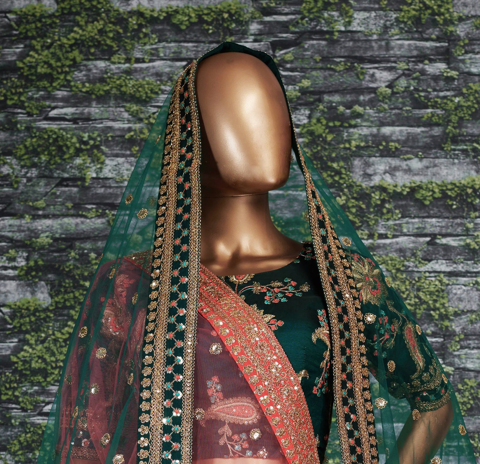 Emerald Vanya Taffeta Silk Bridal Lehenga Choli