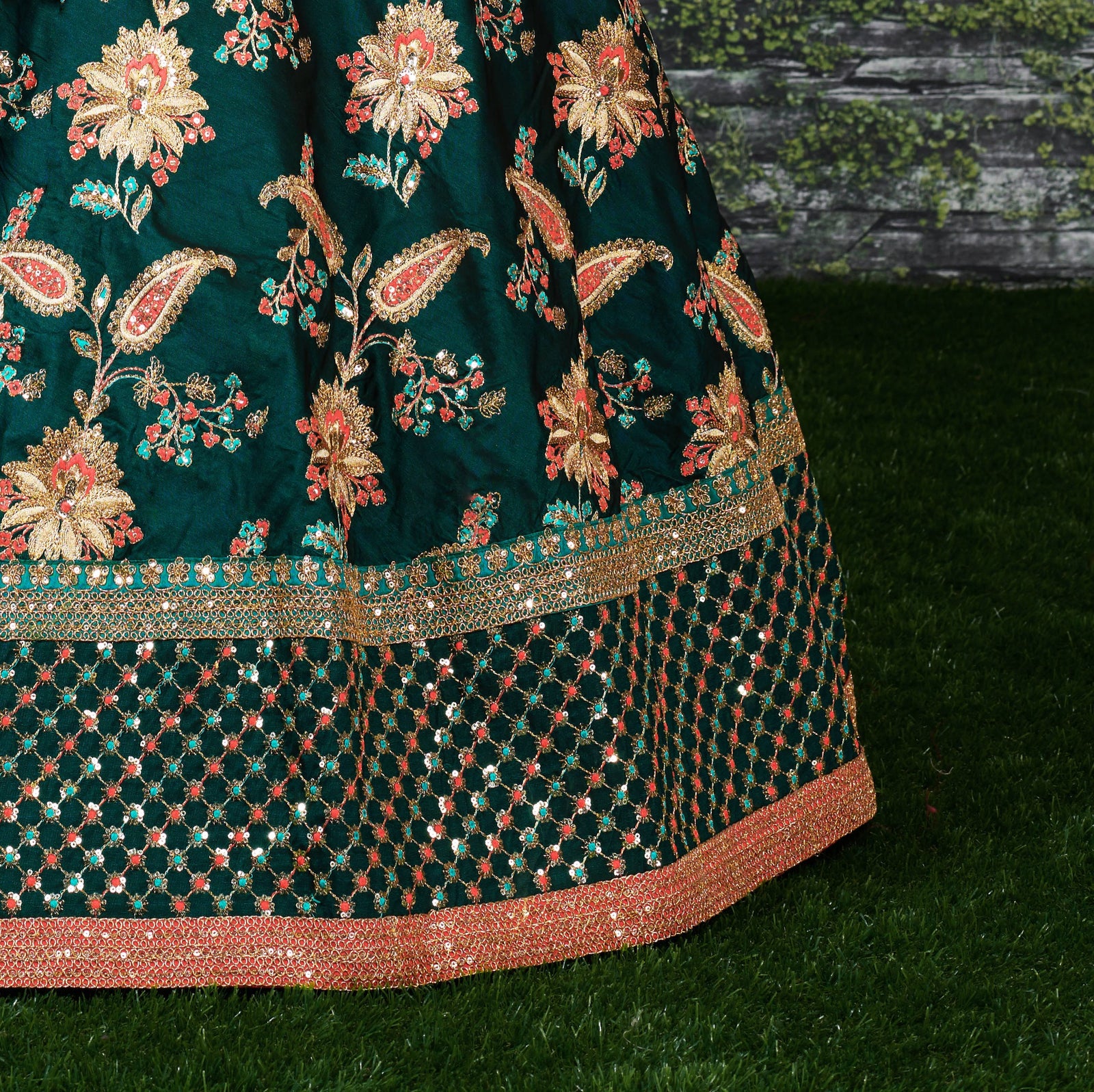 Emerald Vanya Taffeta Silk Bridal Lehenga Choli