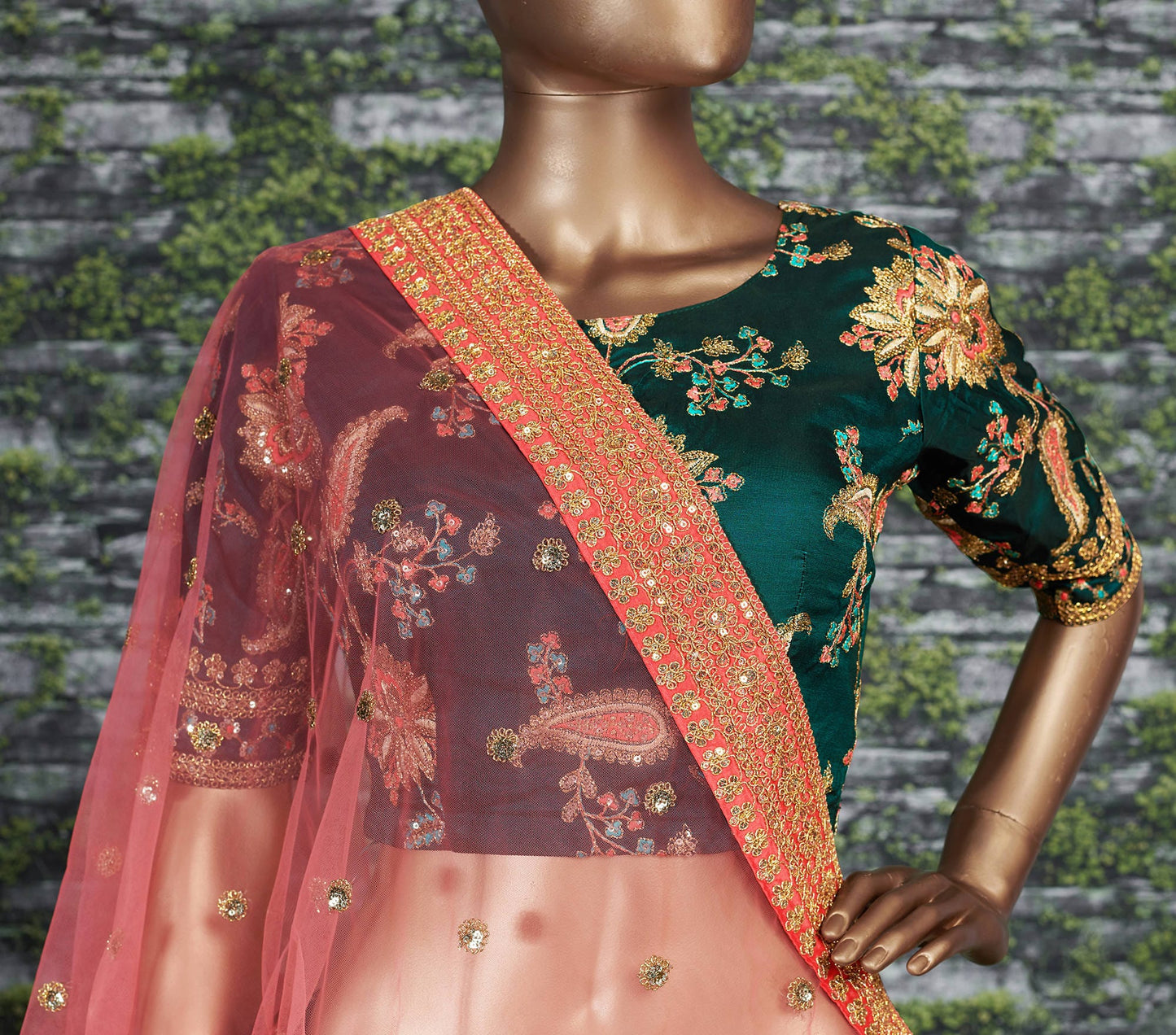 Emerald Vanya Taffeta Silk Bridal Lehenga Choli