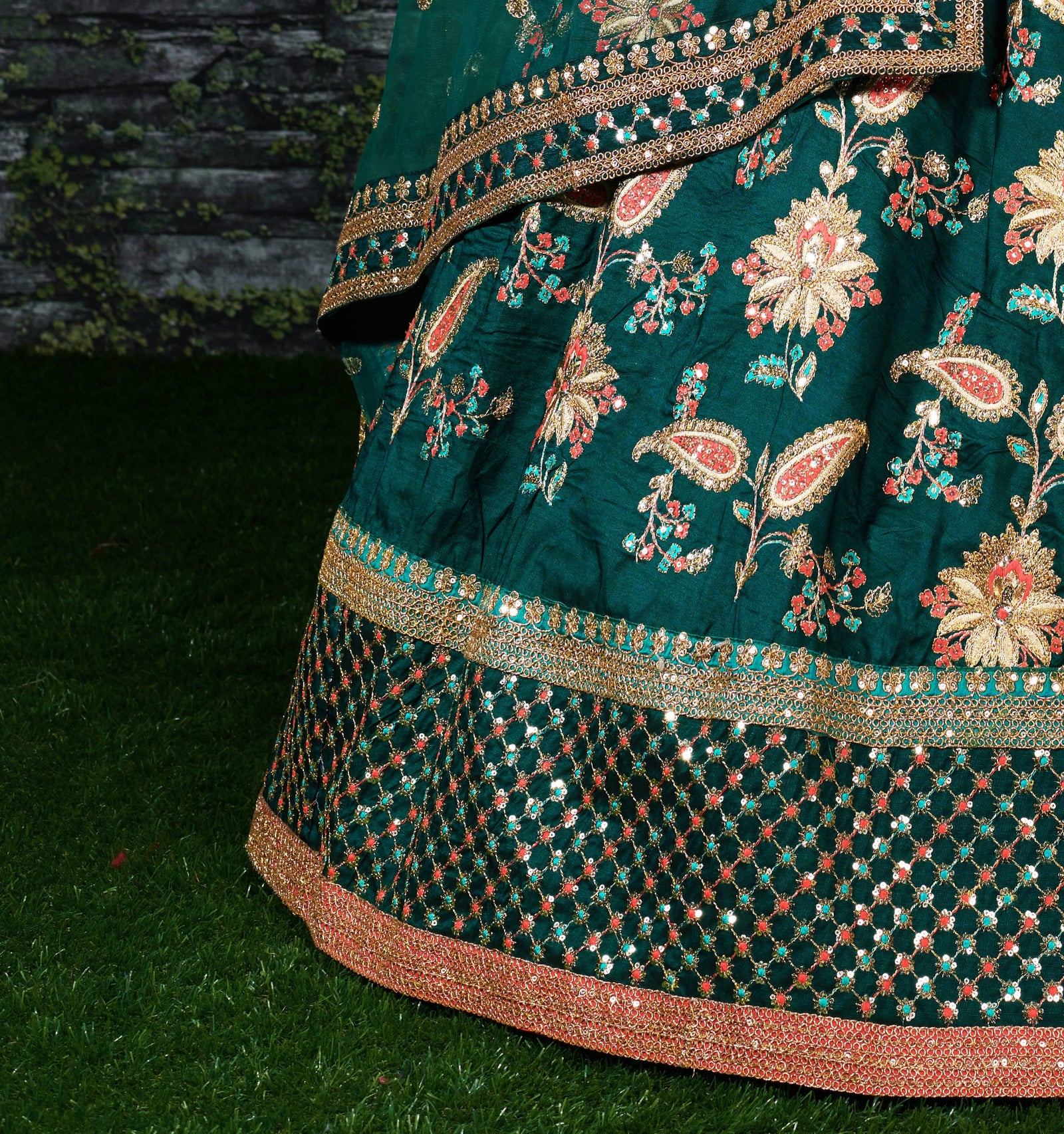 Emerald Vanya Taffeta Silk Bridal Lehenga Choli
