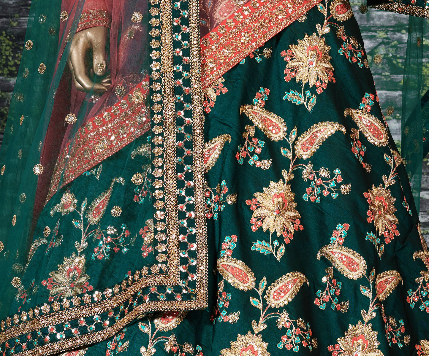 Emerald Vanya Taffeta Silk Bridal Lehenga Choli