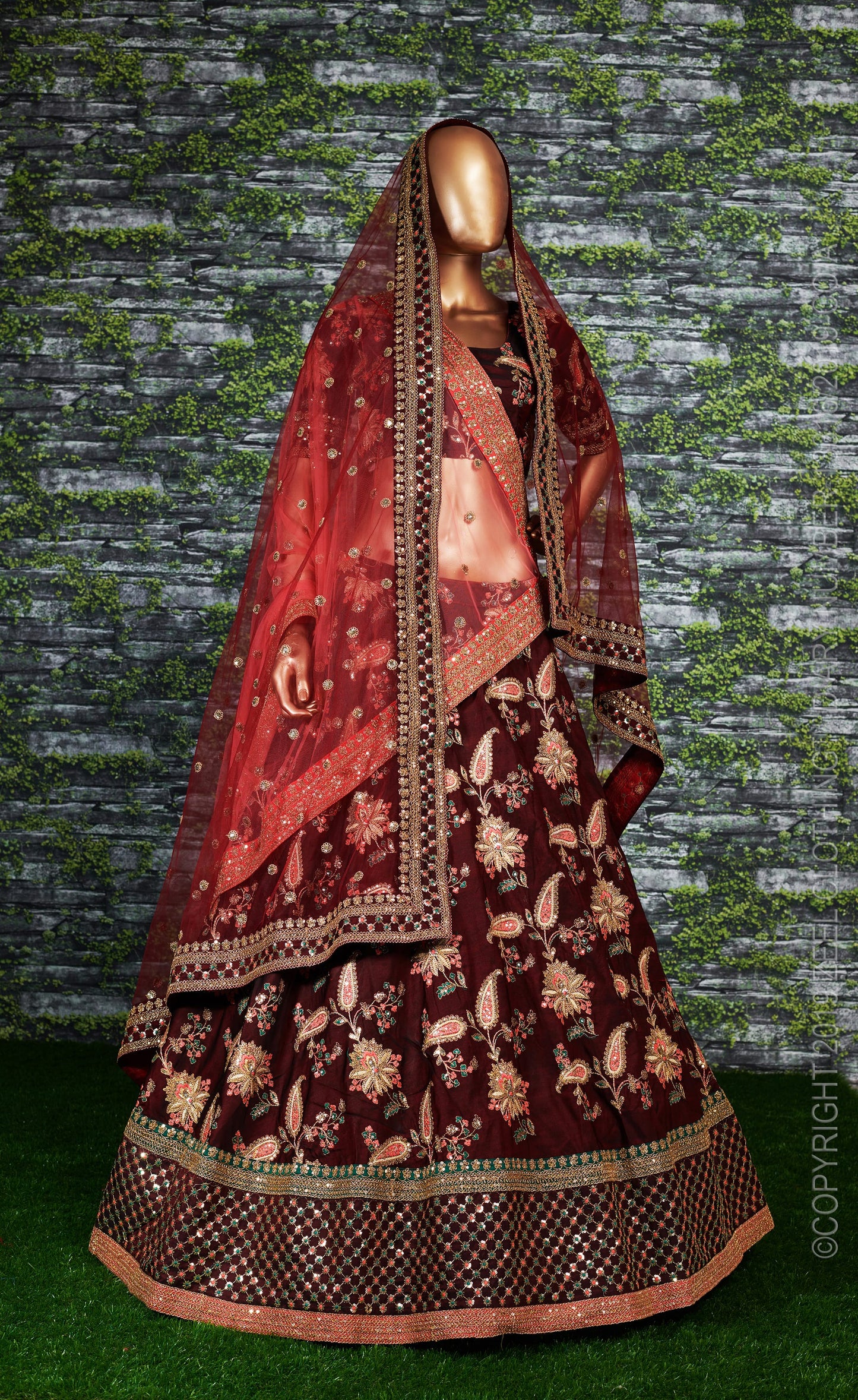 Maroon Sultana Taffeta Silk Royal Lehenga Choli