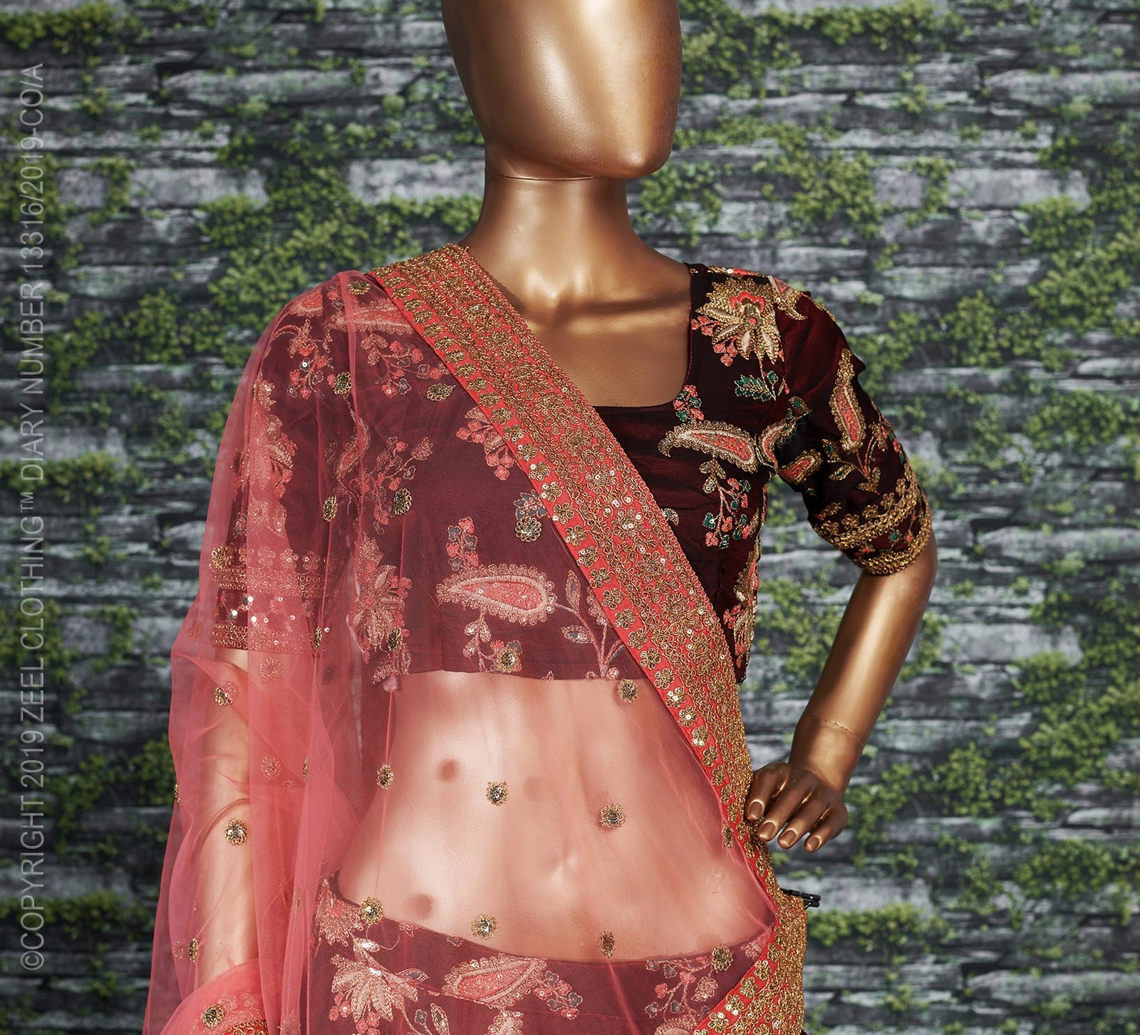 Maroon Sultana Taffeta Silk Royal Lehenga Choli