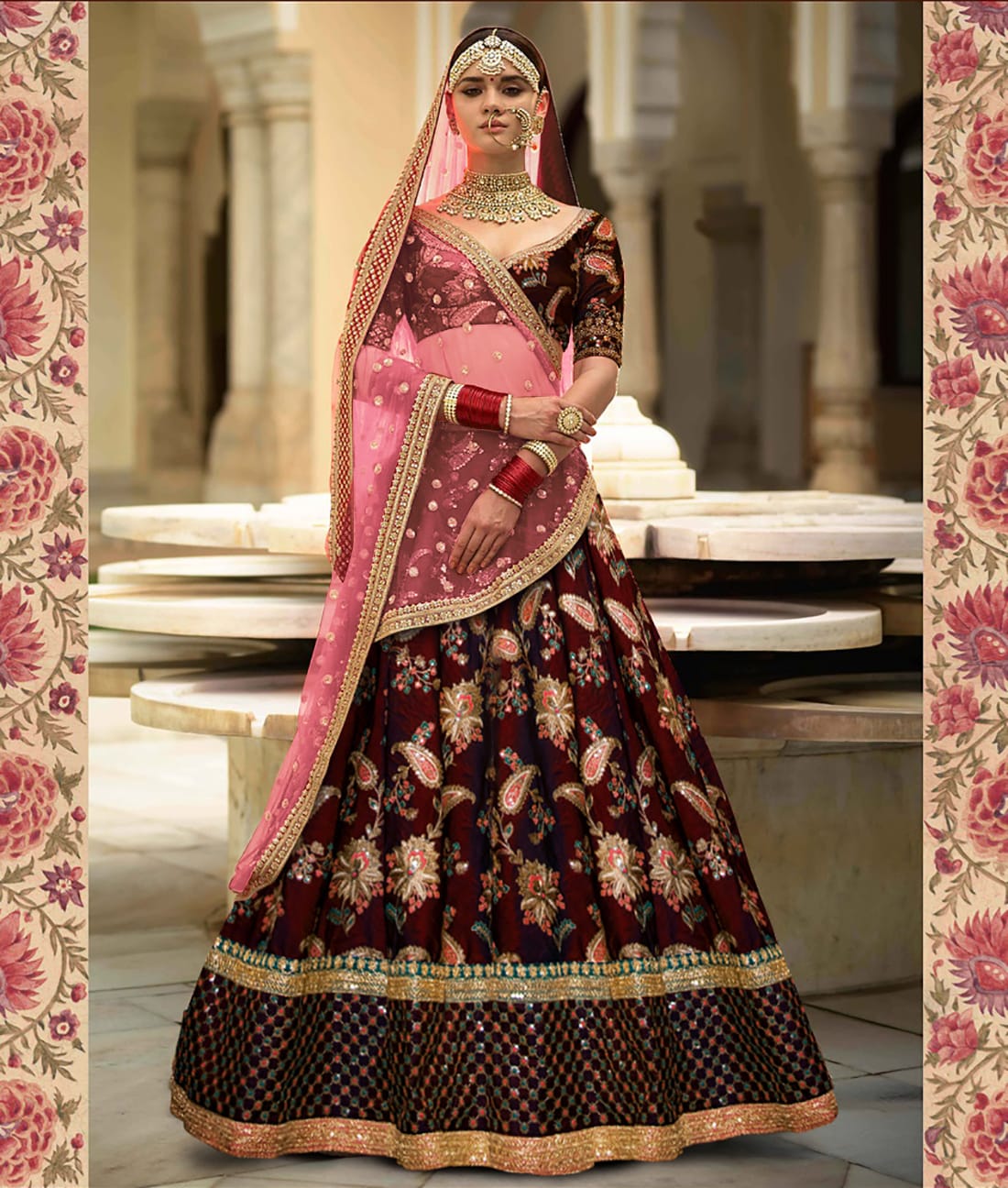 Maroon Sultana Taffeta Silk Royal Lehenga Choli