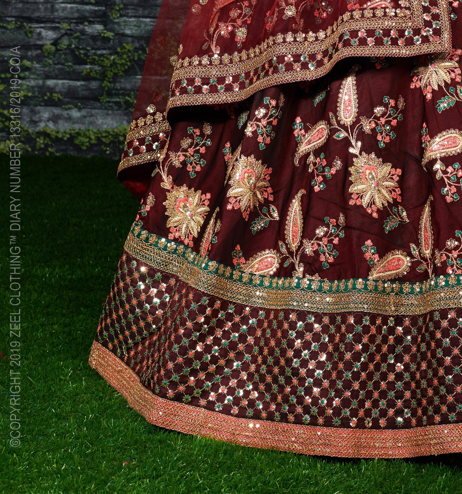 Maroon Sultana Taffeta Silk Royal Lehenga Choli
