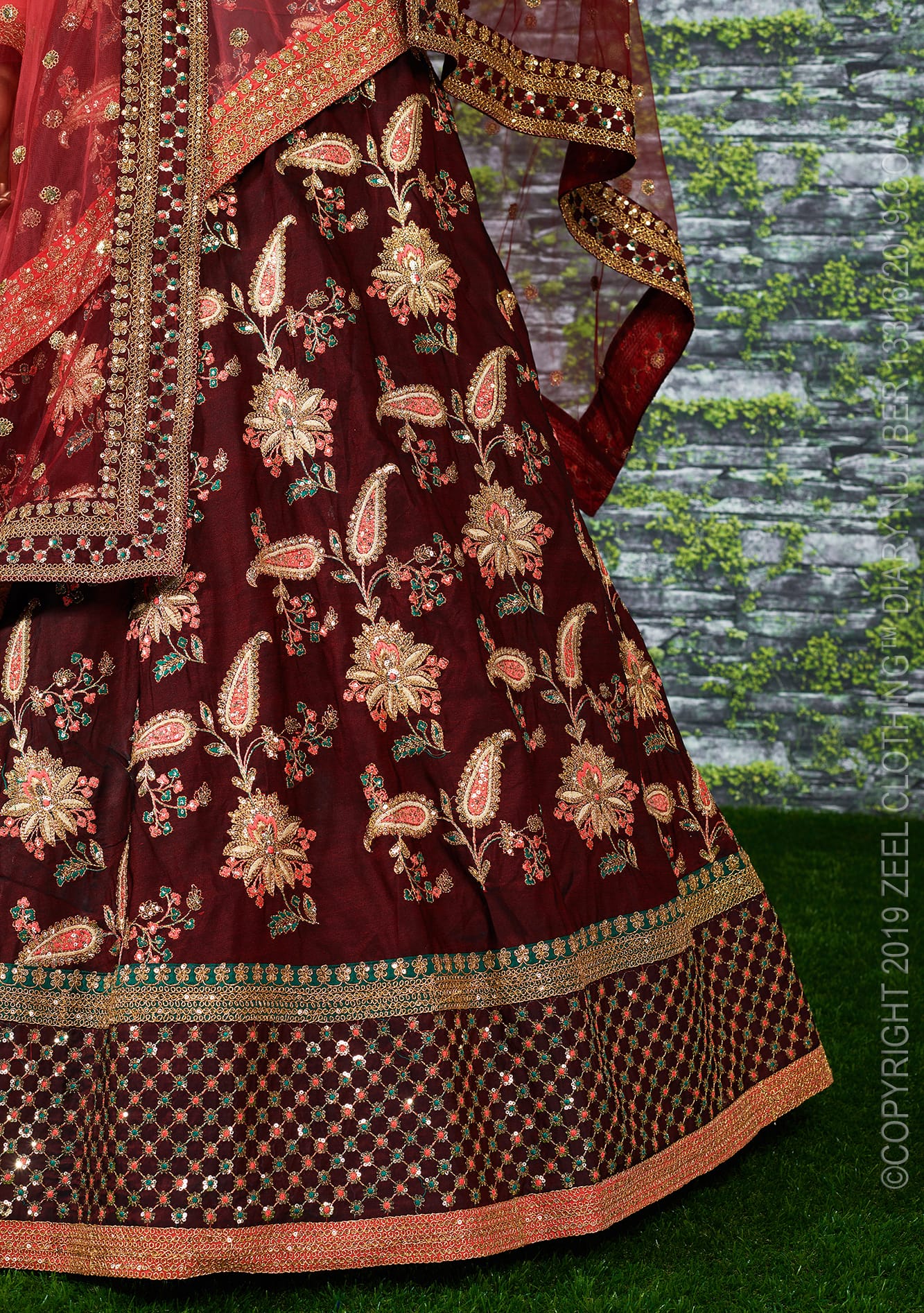 Maroon Sultana Taffeta Silk Royal Lehenga Choli