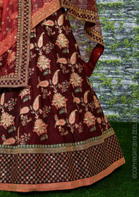 Maroon Sultana Taffeta Silk Royal Lehenga Choli