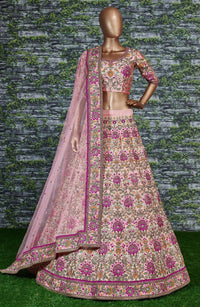 Peach Blossom Royale Taffeta Silk Lehenga Choli Set