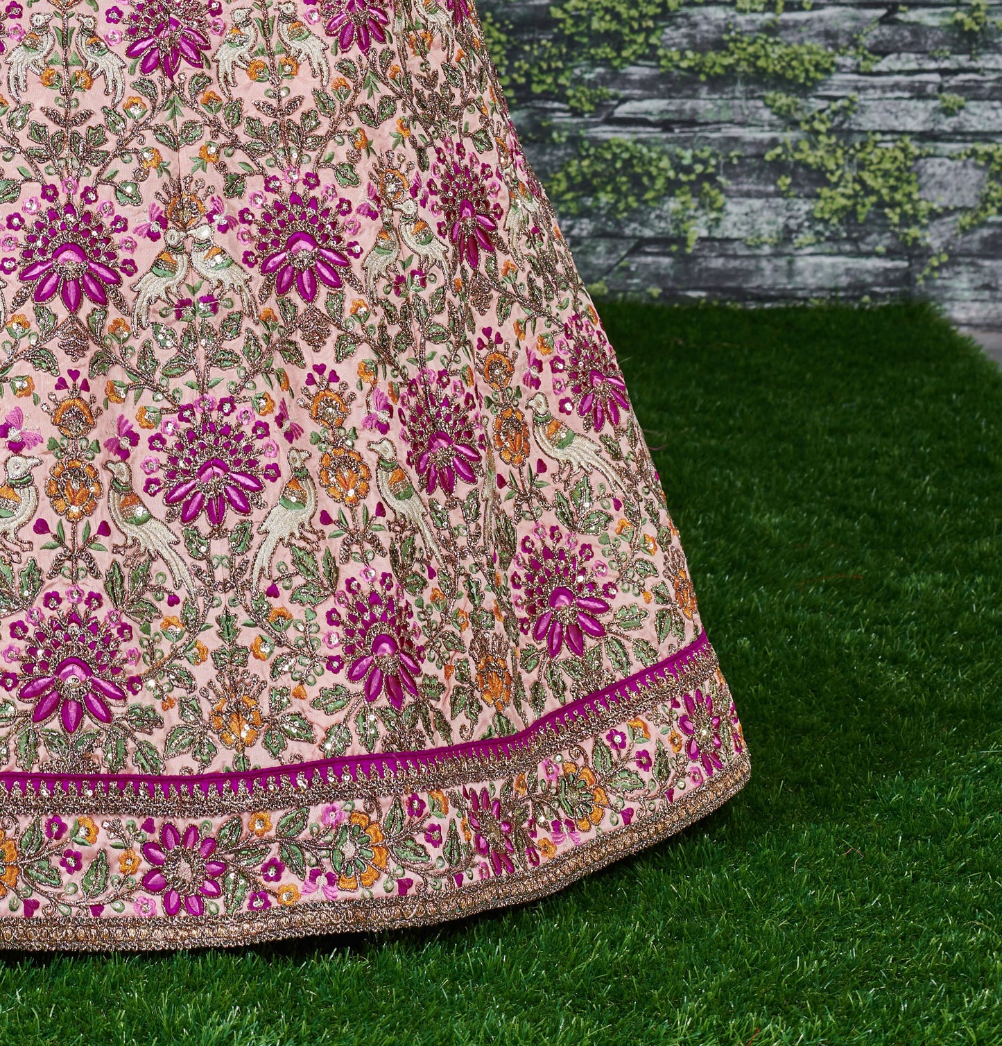 Peach Blossom Royale Taffeta Silk Lehenga Choli Set