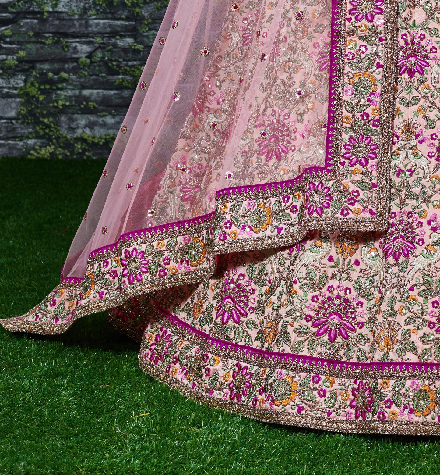 Peach Blossom Royale Taffeta Silk Lehenga Choli Set