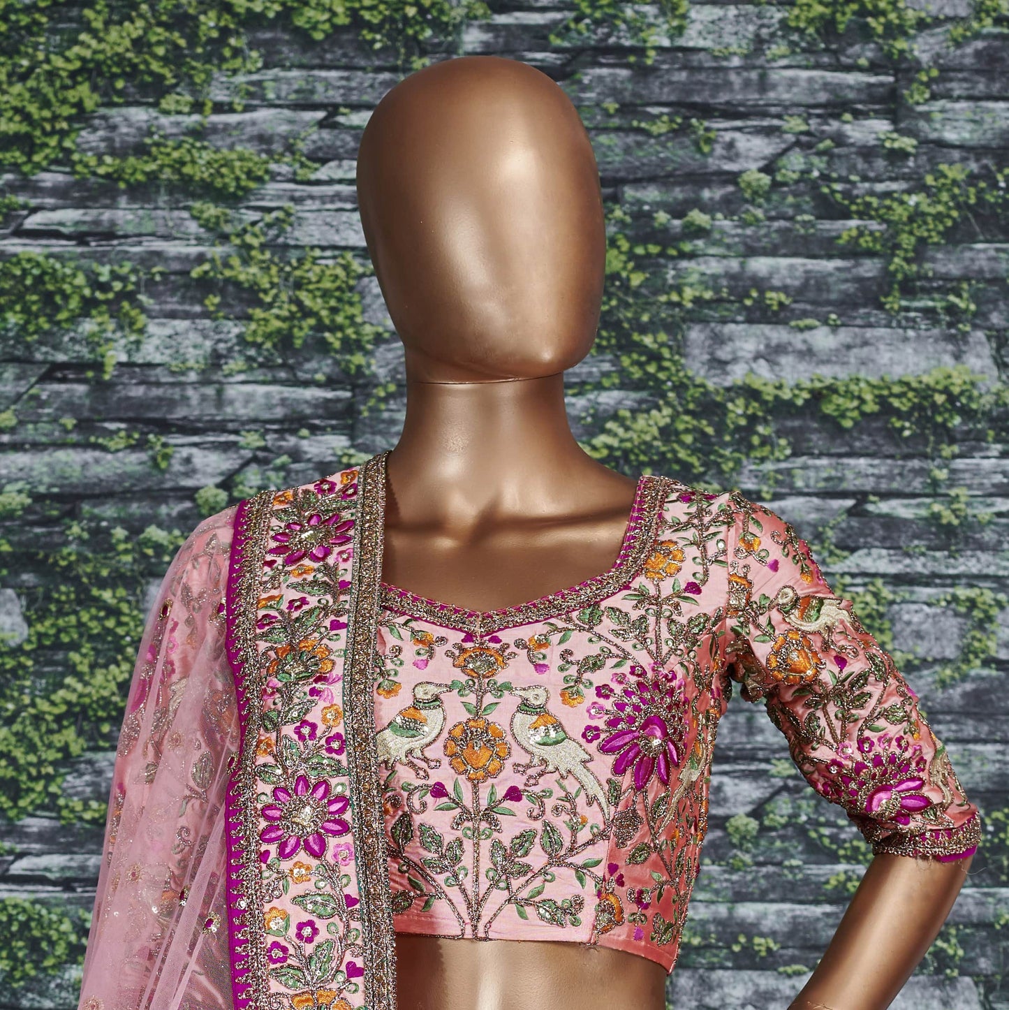 Peach Blossom Royale Taffeta Silk Lehenga Choli Set