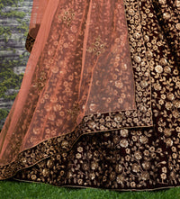 Midnight Blossom Velvet Bridal Lehenga Set