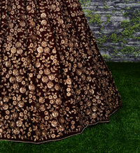 Midnight Blossom Velvet Bridal Lehenga Set