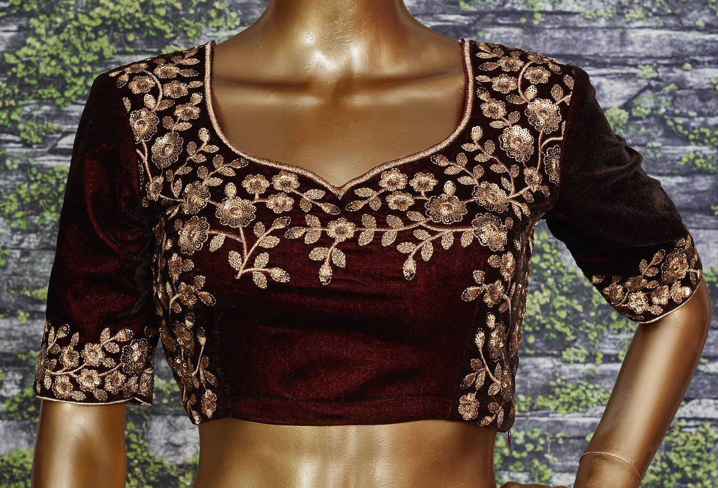 Midnight Blossom Velvet Bridal Lehenga Set