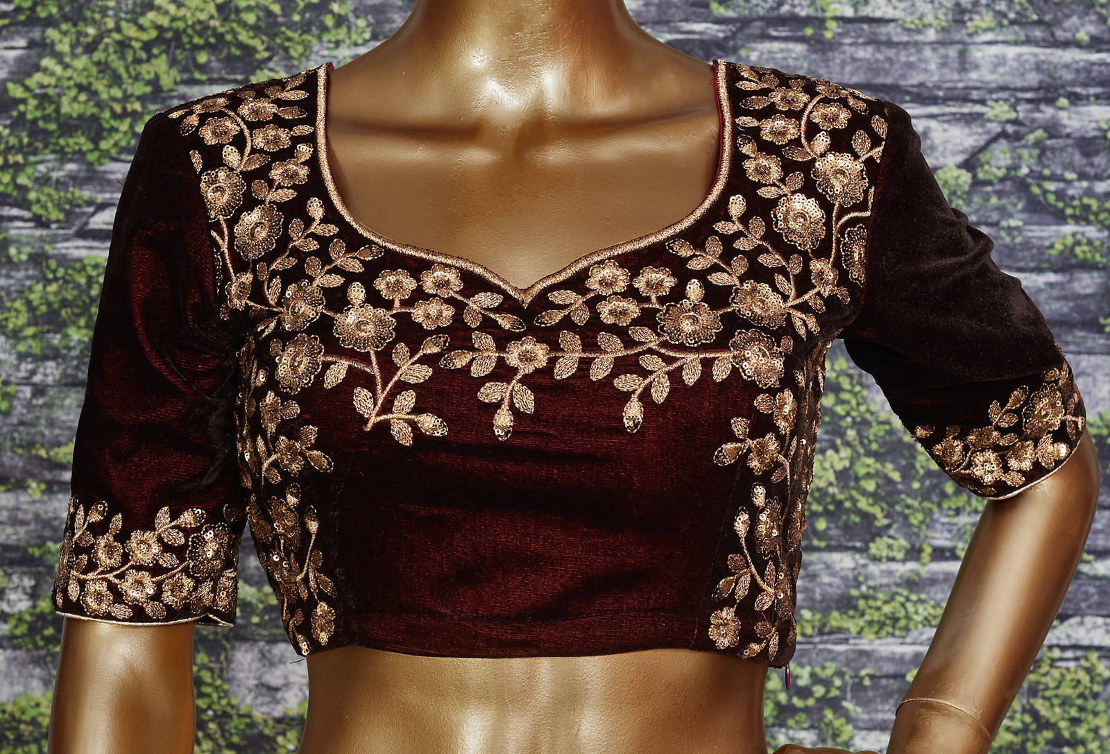 Midnight Blossom Velvet Bridal Lehenga Set