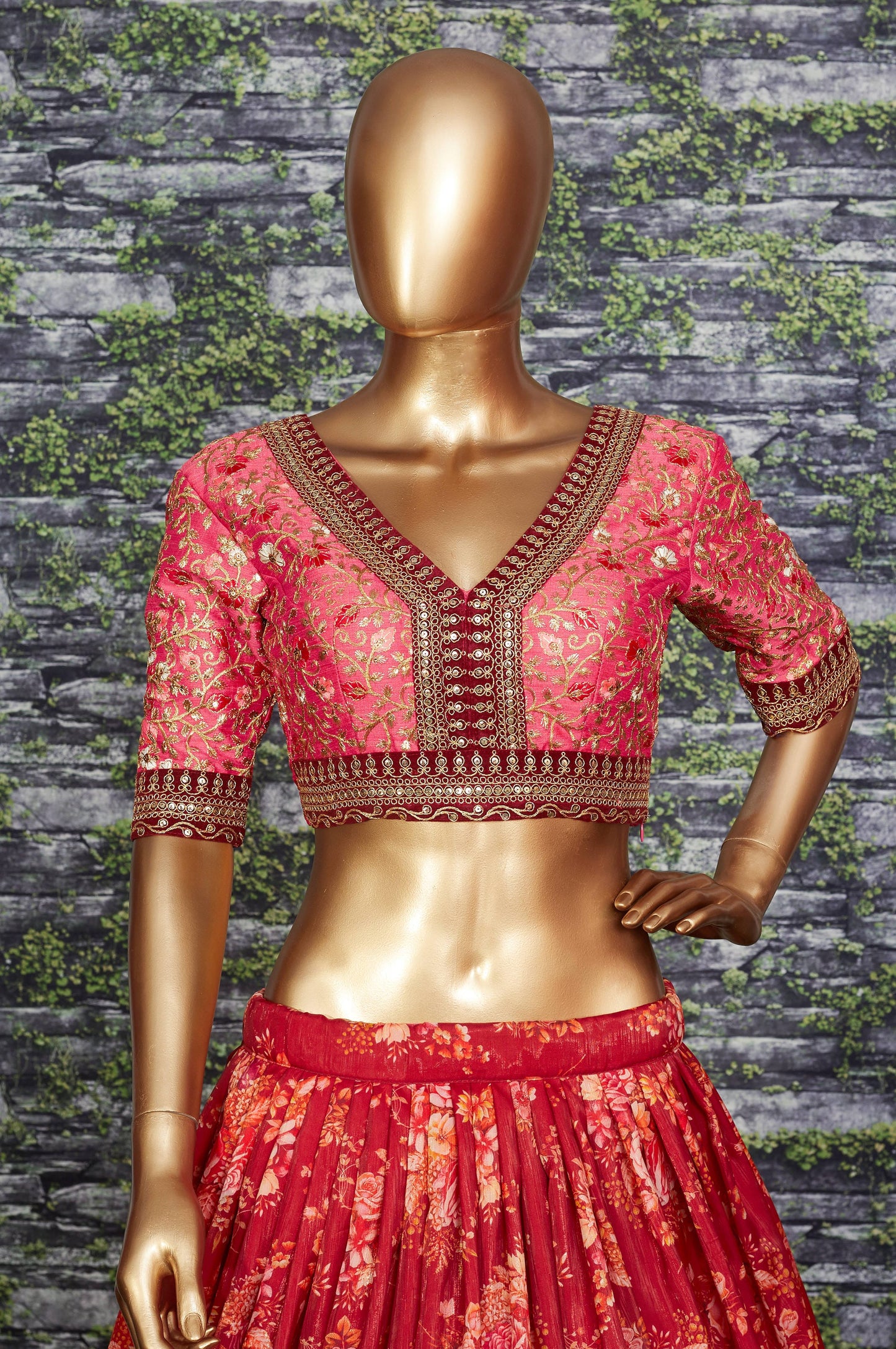 Maroon Florenza Organza Lehenga Set
