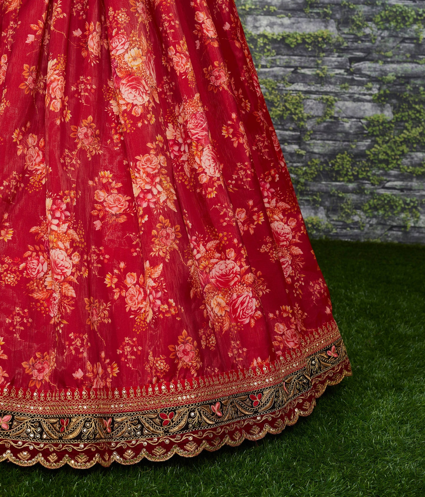 Maroon Florenza Organza Lehenga Set
