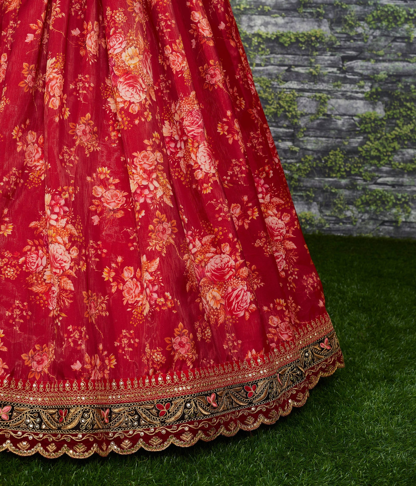 Maroon Florenza Organza Lehenga Set