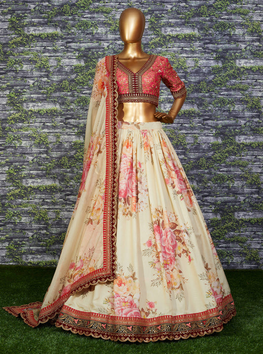 White Florenza Organza Lehenga Set