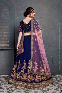 Royal Sapphire Bloom Taffeta Silk Lehenga Choli Set