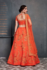 Sunset Ember Silk Embroidered Lehenga Choli Set