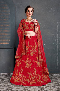 Crimson Royale Silk Embroidered Lehenga Choli Set