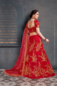 Crimson Royale Silk Embroidered Lehenga Choli Set