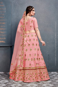 Blush Royale Embroidered Slub Silk Lehenga Set
