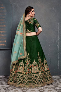 Emerald Grace Embroidered Taffeta Satin Silk Lehenga Set