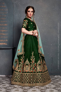Emerald Grace Embroidered Taffeta Satin Silk Lehenga Set