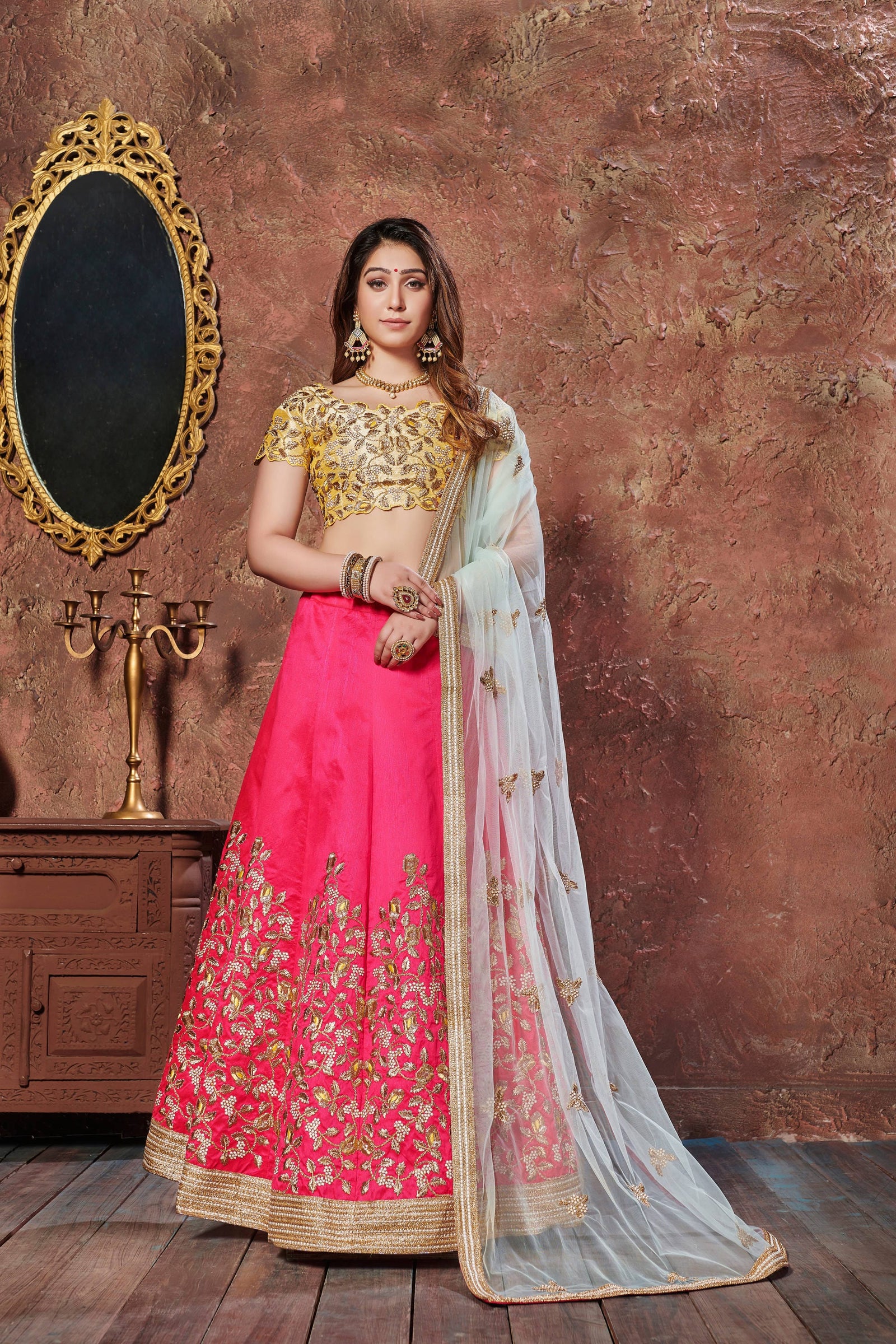 Pink Mulberry Silk Embroidered Lehenga Choli Set