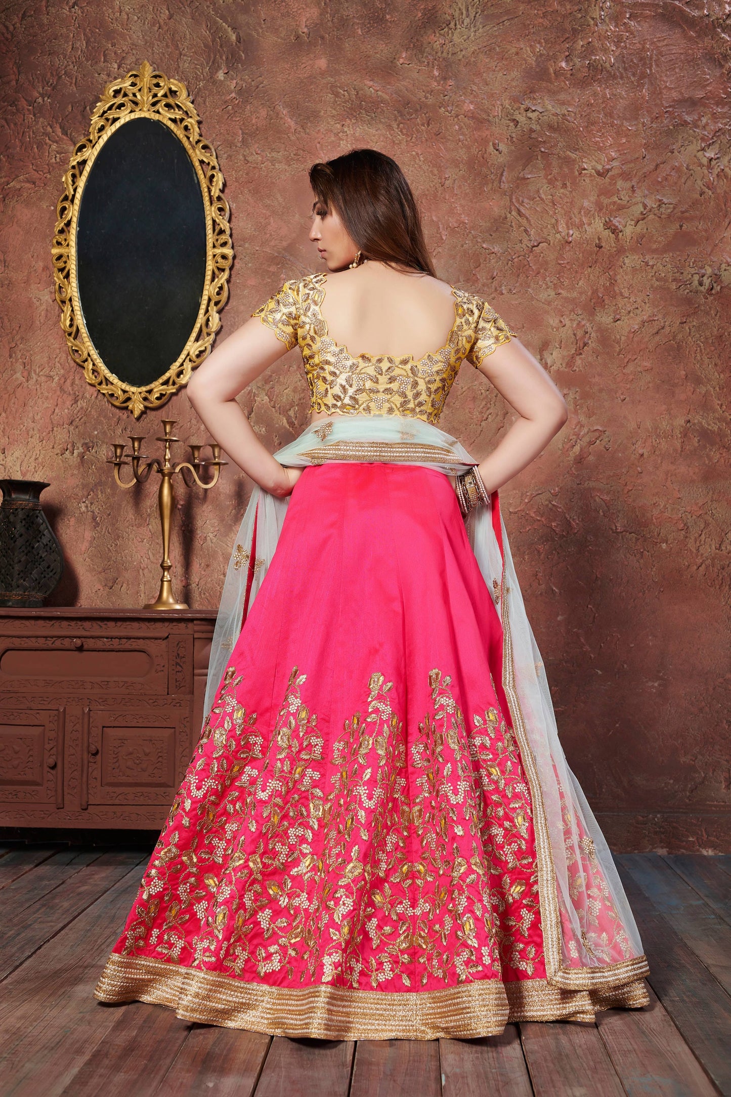 Pink Mulberry Silk Embroidered Lehenga Choli Set