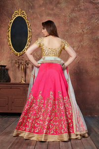 Pink Mulberry Silk Embroidered Lehenga Choli Set