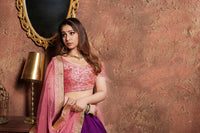 Purple Mulberry Silk Embroidered Lehenga Choli Set