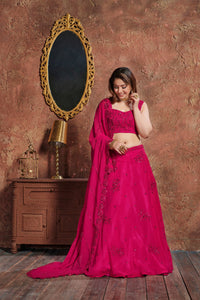 Rani Pink Sequin Embroidered Designer Lehenga Choli Set