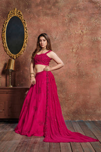 Rani Pink Sequin Embroidered Designer Lehenga Choli Set