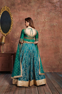 Turquiose Art Silk Embroidered Lehenga Choli Set
